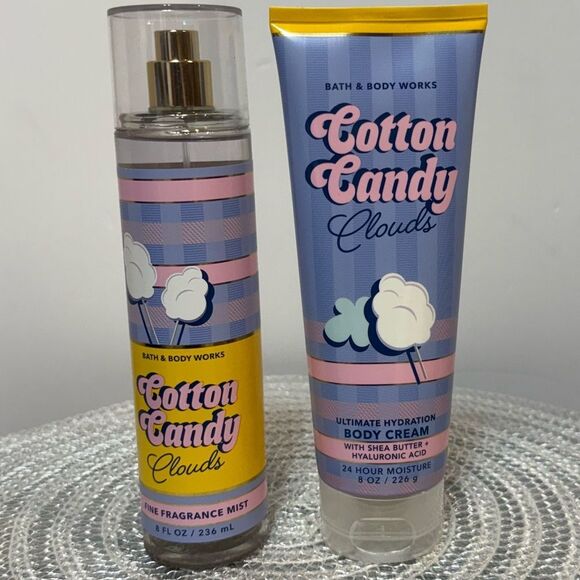 BBW Cotton Candy Clouds Fragrance Mist and Body Cream Set of 2 NWT - Picture 1 of 2